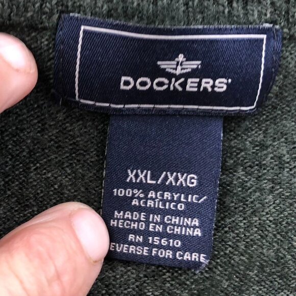 Dockers Men Vest Sweater Size XXL Argyle Textured Knit Sleeveless Classic V-Neck - Picture 3 of 9